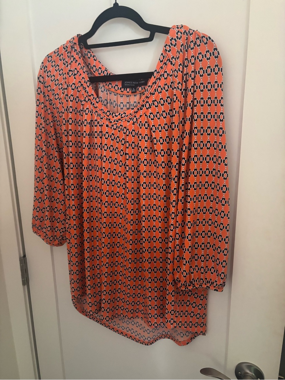 Jones New York Orange and Black Geometric Tunic